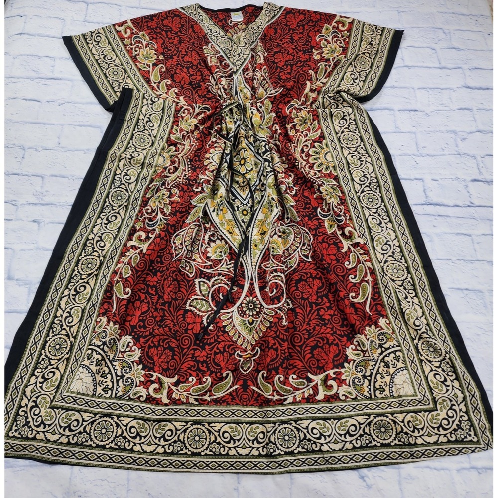 Rima Beachworld Tunic ONE SIZE Paisley Chiffon Cover Up Boho Festival Beach Red